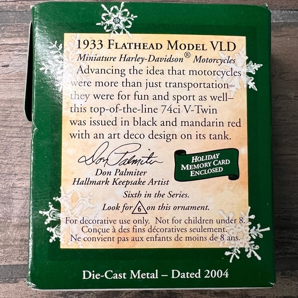 Hallmark 2004 NEW 1933 Harley-Davidson Motorcycle Miniature Christmas Ornament - Picture 3 of 8
